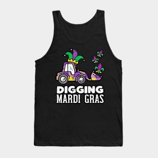 Kids Digging Mardi Gras Bulldozer Truck Cute Boys Tank Top